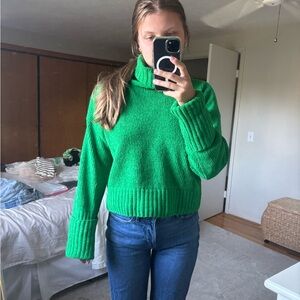 Green Turtle Neck Chunky Sweater